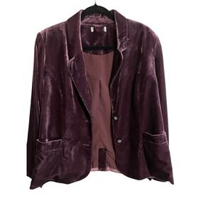 Velvet Button Hippie Whimsical Purple Blazer‎ Jacket Medium ( See Measurements)
